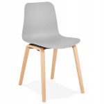 Chaise design scandinave pied bois finition naturelle SANDY (gris clair)