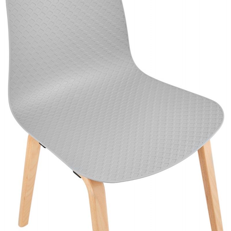 Chaise design scandinave pied bois finition naturelle SANDY (gris clair) - image 48059