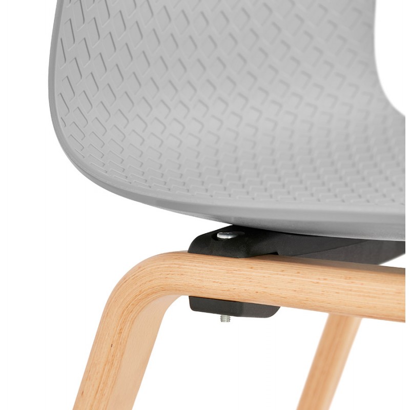 Chaise design scandinave pied bois finition naturelle SANDY (gris clair) - image 48062