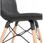Chaise design et scandinave en tissu pieds bois finition naturelle et noir MASHA (gris anthracite)