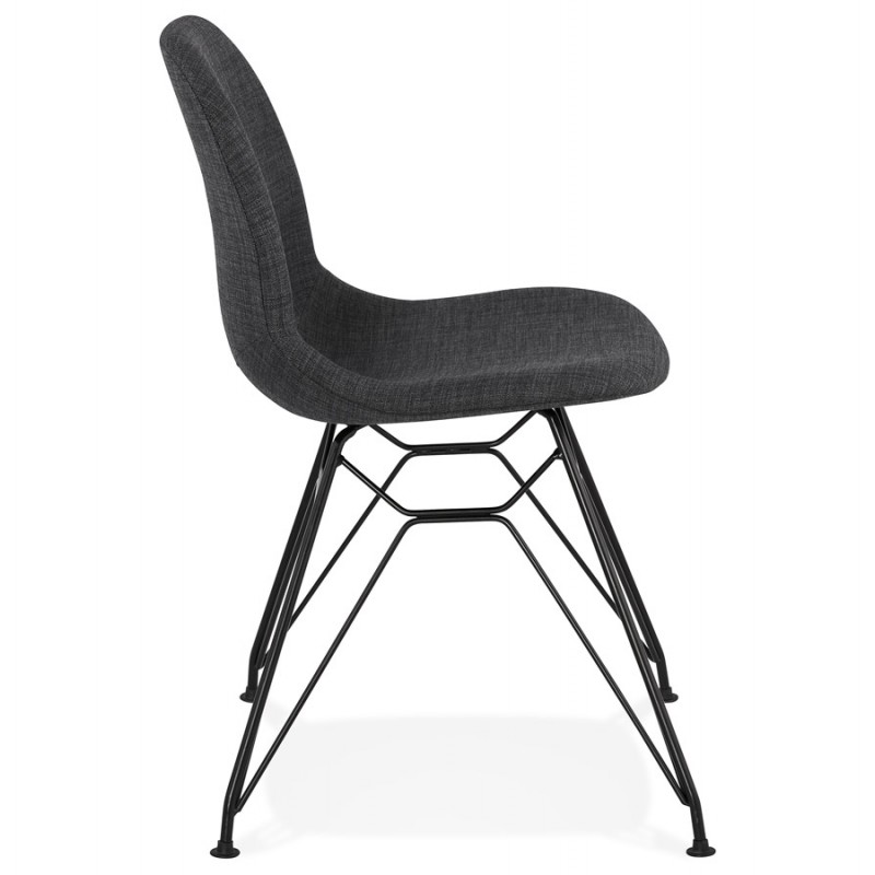 Chaise design industrielle en tissu pieds métal noir MOUNA (gris anthracite) - image 48108