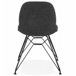 Chaise design industrielle en tissu pieds métal noir MOUNA (gris anthracite)