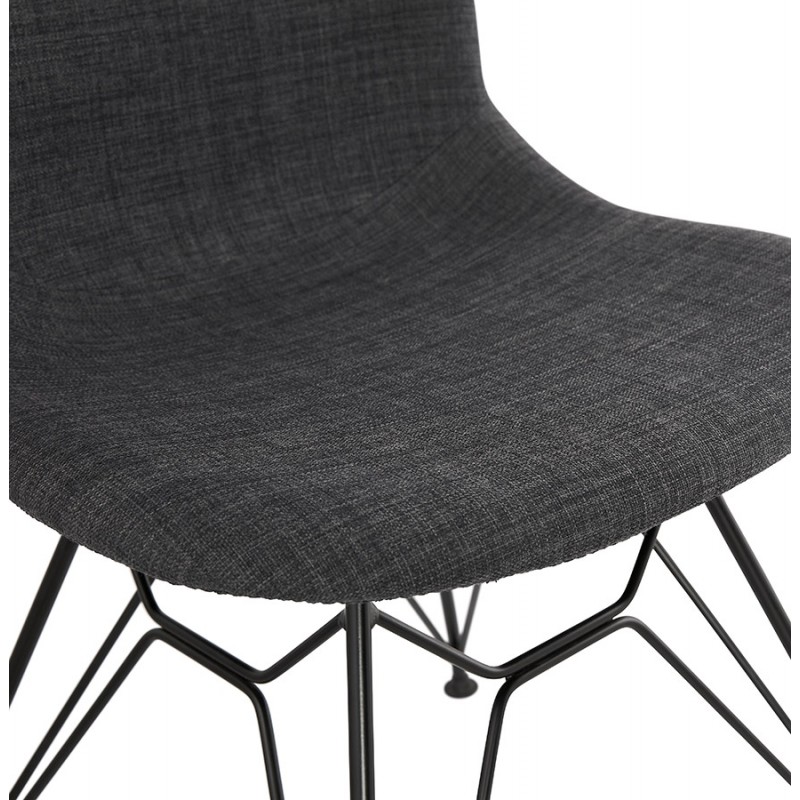 Chaise design industrielle en tissu pieds métal noir MOUNA (gris anthracite) - image 48113