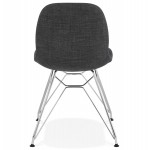 Chaise design industrielle en tissu pieds métal chromé MOUNA (gris anthracite)