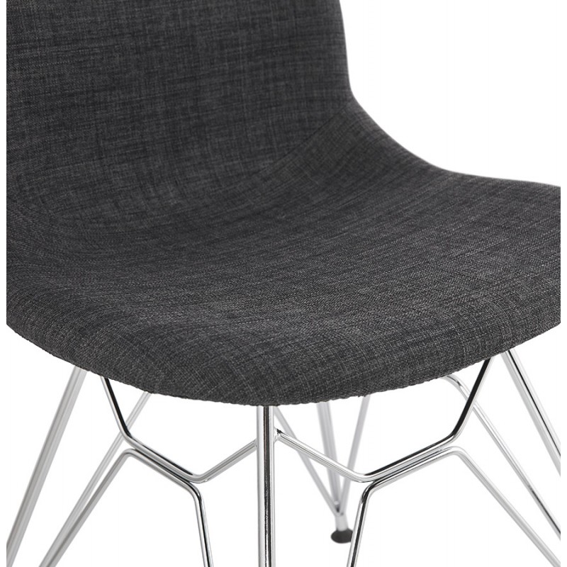 MOUNA chrome-plated metal foot fabric design chair (anthracite grey) - image 48126