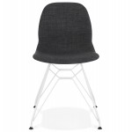 Chaise design industrielle en tissu pieds métal blanc MOUNA (gris anthracite)