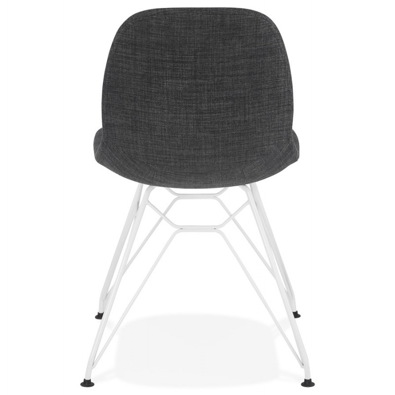 Chaise design industrielle en tissu pieds métal blanc MOUNA (gris anthracite) - image 48136