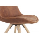 Chaise design scandinave en microfibre pieds couleur naturelle SOLEA (marron)