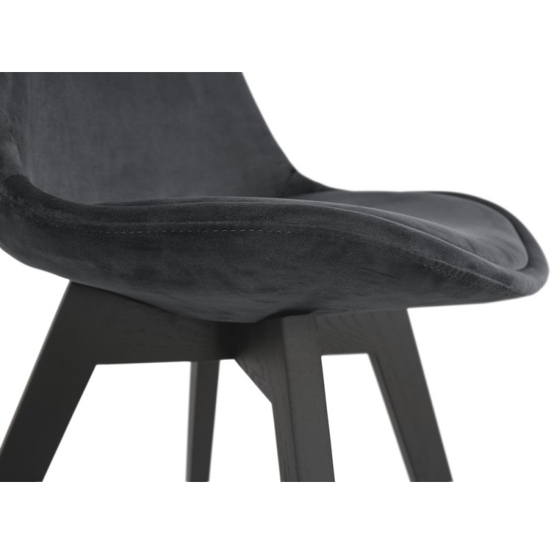 Chaise vintage et industrielle en velours pieds noirs LEONORA (noir) - image 48190