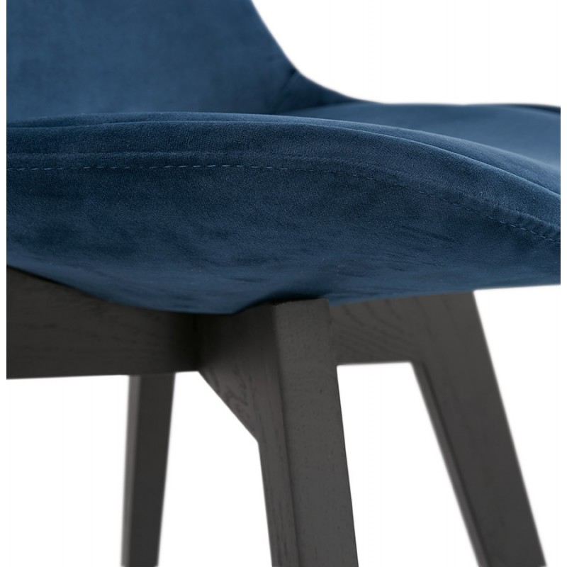 Chaise vintage et industrielle en velours pieds noirs LEONORA (bleu) - image 48200