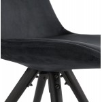 Vintage and industrial chair in velvet black woodfeet ALINA (black)