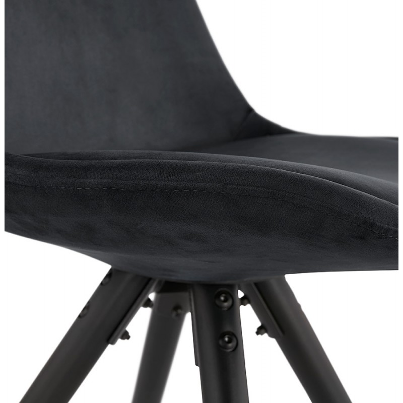 Vintage and industrial chair in velvet black woodfeet ALINA (black) - image 48203