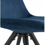 Vintage und Industriestuhl in samt schwarzen Holzfüßen ALINA (blau)