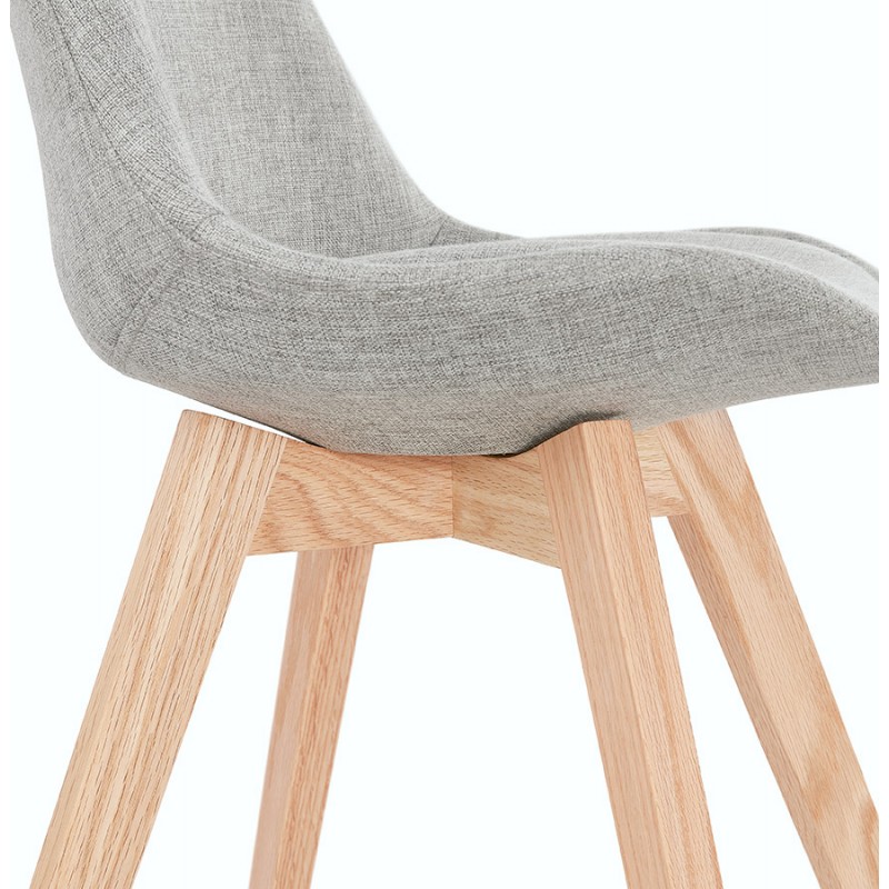DESIGN Stuhl aus Stoff Füße Holz natürliche Oberfläche NAYA (grau) - image 48238