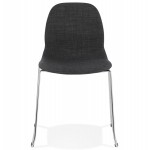 Chaise design empilable en tissu pieds métal chromé MANOU (gris anthracite)