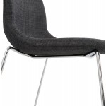 Chaise design empilable en tissu pieds métal chromé MANOU (gris antracite)