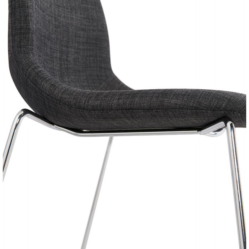 Chaise design empilable en tissu pieds métal chromé MANOU (gris anthracite) - image 48267