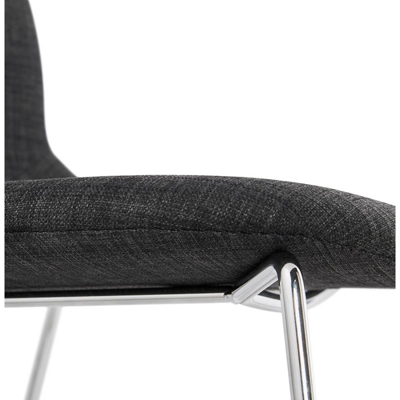 Chaise design empilable en tissu pieds métal chromé MANOU (gris antracite) - image 48269