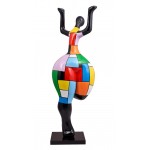 Statue sculpture décorative design FEMME BRAS LEVES en résine H150 cm (Multicolore)