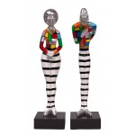 Set de 2 Statues sculptures décoratives design COUPLE en résine H48 cm (Multicolore)