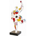 Statue sculpture décorative design FEMME ARLEQUIN en résine H88 cm (Multicolore)