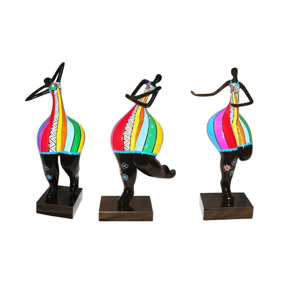 Statue sculpture décorative design FEMME RIGOLOTE en résine H150 cm  (Multicolore) - Objets de décoration design