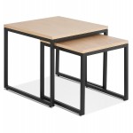 Tables gigognes en bois et métal noir PRESCILLIA (finition naturelle)