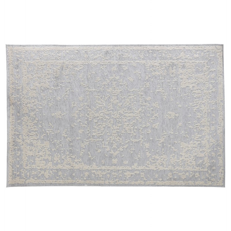 Tapis bohème rectangulaire - 160x230 cm - en laine  SHANON (gris clair) - image 48611