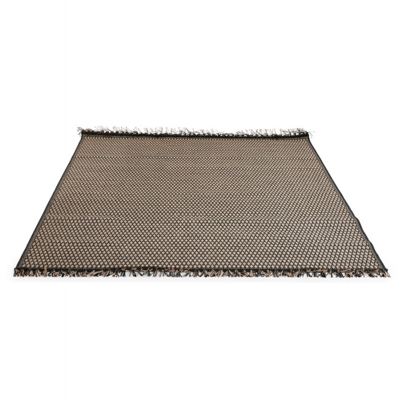 Rechteckiger ethnischer Teppich - 160x230 cm - PIERRETTE (schwarz, beige) - image 48681