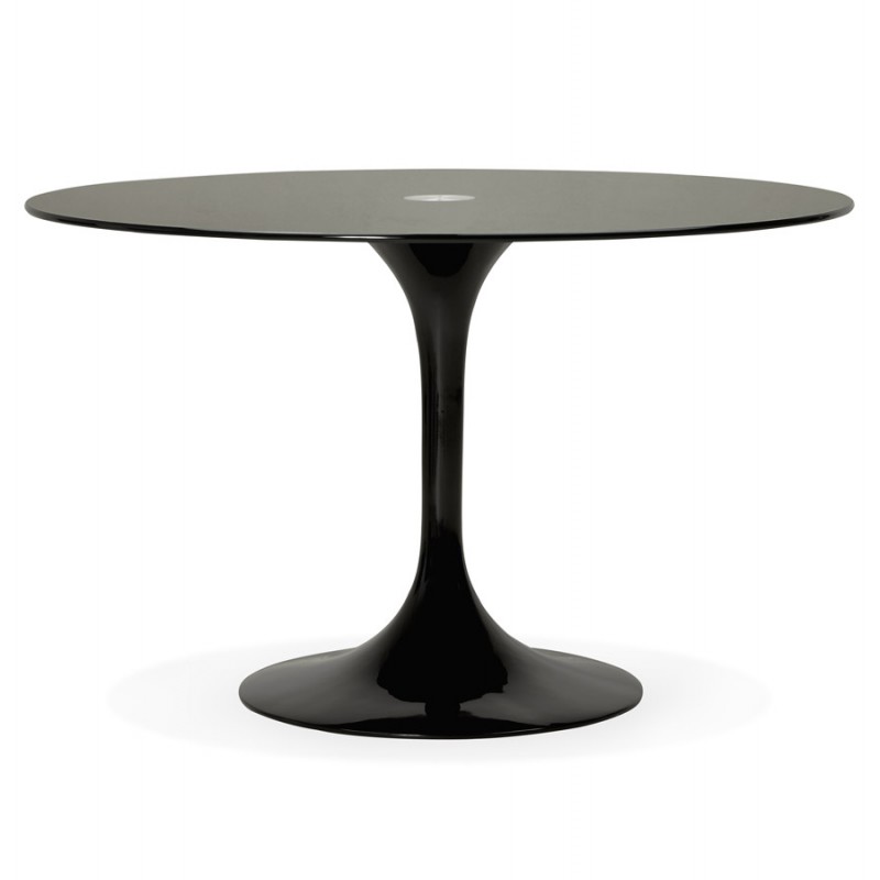 Round glass and metal dining table (120 cm) URIELLE (black) - image 48746