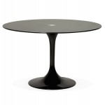 Round glass and metal dining table (120 cm) URIELLE (black)