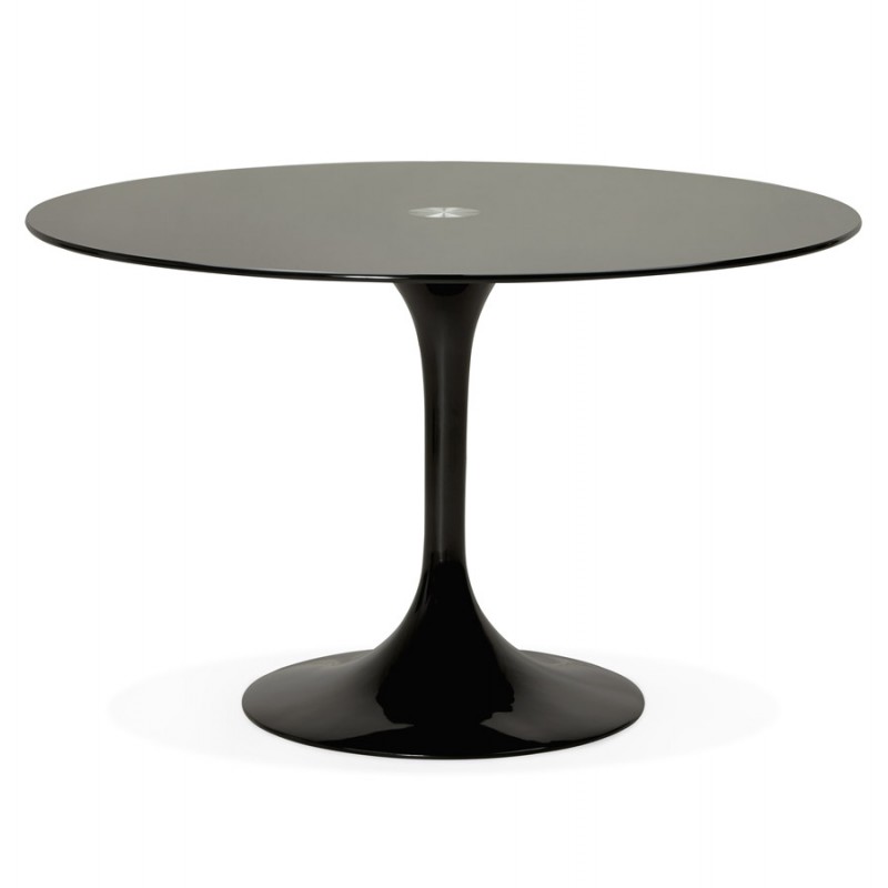 Round glass and metal dining table (120 cm) URIELLE (black) - image 48747
