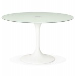 Table à manger ronde en verre et métal (Ø 120 cm) URIELLE (blanc)