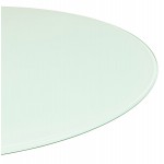 Round glass and metal dining table (120 cm) URIELLE (white)