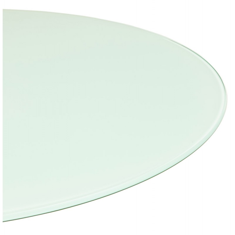 Mesa de comedor redonda de vidrio y metal (120 cm) URIELLE (blanco) - image 48756
