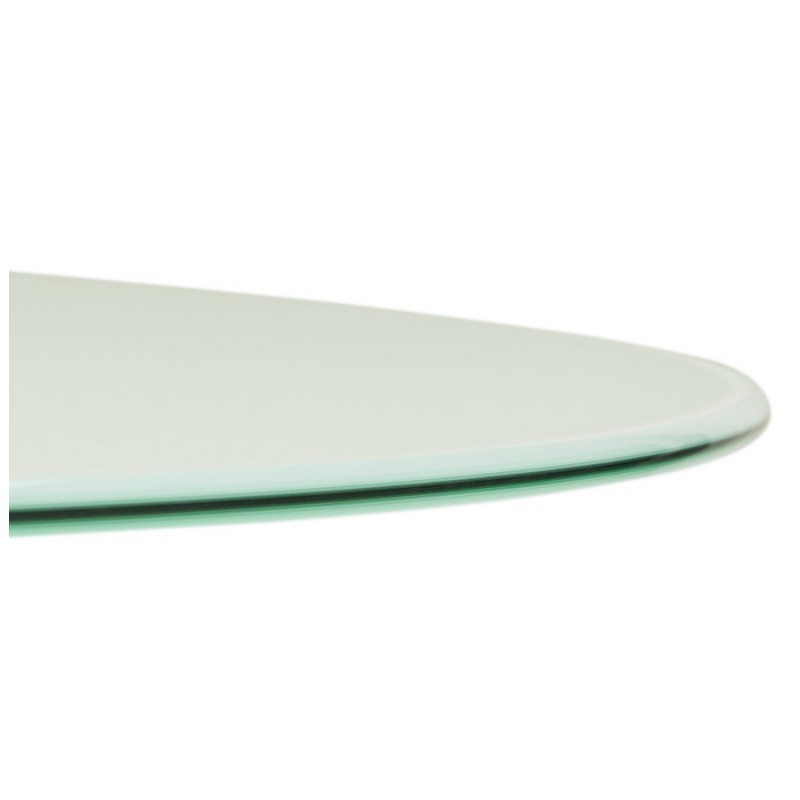 Mesa de comedor redonda de vidrio y metal (120 cm) URIELLE (blanco) - image 48757