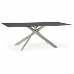 Table à manger design en verre et métal (200x100 cm) WHITNEY (noir)