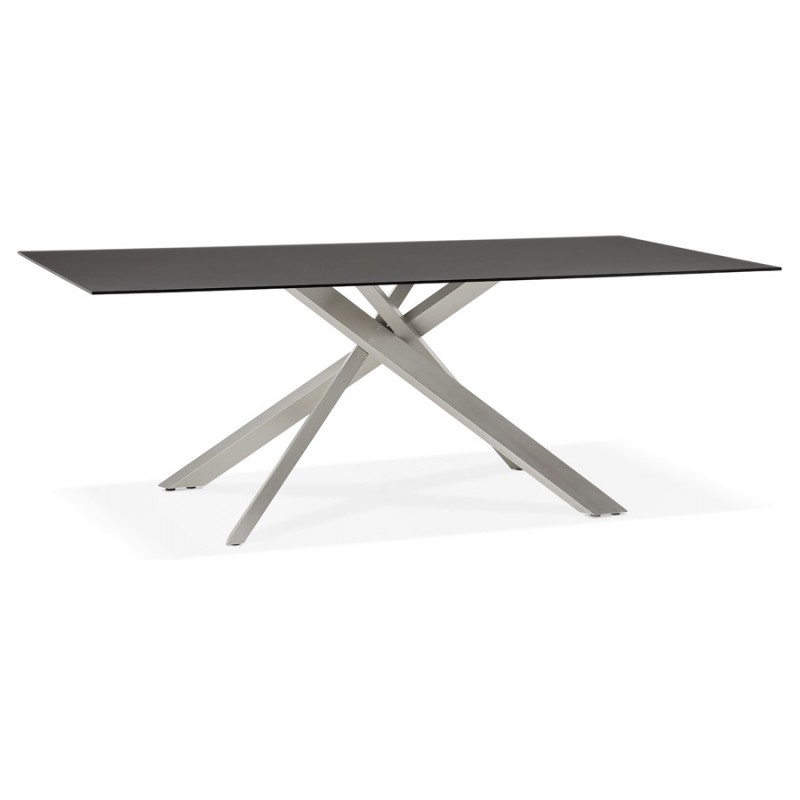 Table à manger design en verre et métal (200x100 cm) WHITNEY (noir) - image 48769