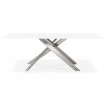 Table à manger design en verre et métal (200x100 cm) WHITNEY (blanc)