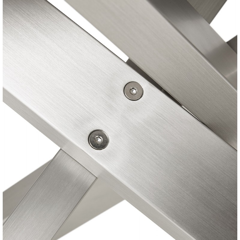 Legno e metallo spazzolato in acciaio (200x100 cm) CATHALINA (finitura naturale) - image 48821