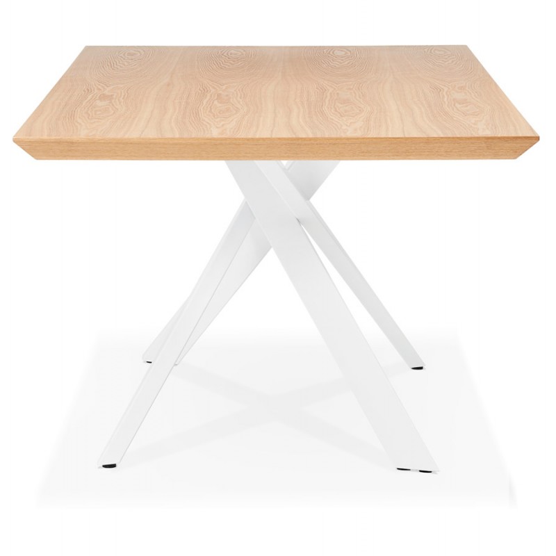 Tavolo da pranzo in legno e metallo bianco (200x100 cm) CATHALINA (finitura naturale) - image 48878