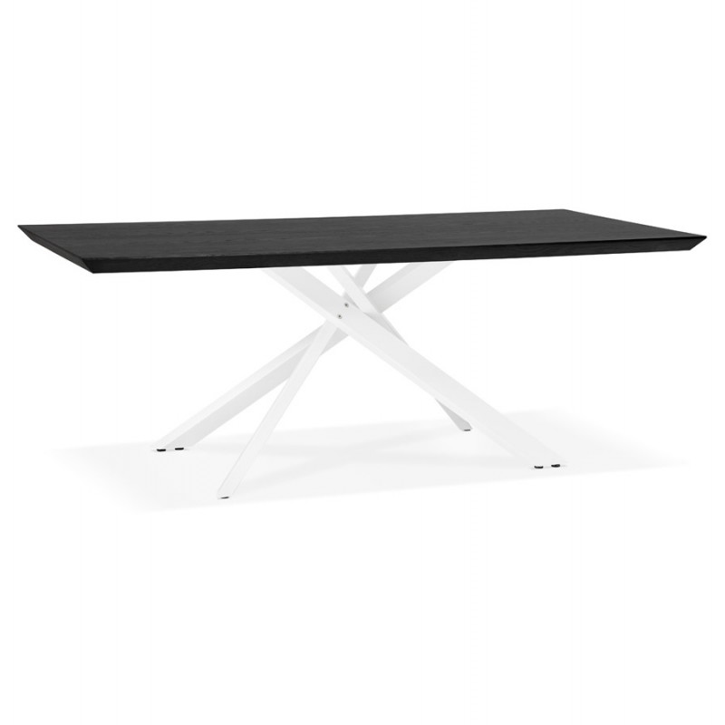Mesa de comedor de diseño de madera y metal blanco (200x100 cm) CATHALINA (negro)