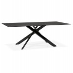Table à manger design en verre et métal noir (200x100 cm) WHITNEY (noir)