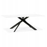 Glass and black metal design dining table (200x100 cm) WHITNEY (white)