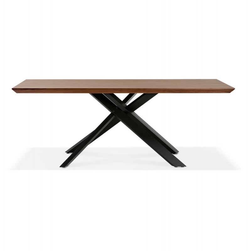 Wooden and black metal design dining table (200x100 cm) CATHALINA (drowning) - image 48922