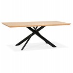 Wooden and black metal design dining table (200x100 cm) CATHALINA (natural finish)