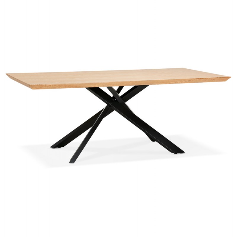 Tavolo da pranzo in legno e metallo nero (200x100 cm) CATHALINA (finitura naturale)