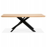 Table à manger design en bois et métal noir (200x100 cm) CATHALINA (finition naturelle)