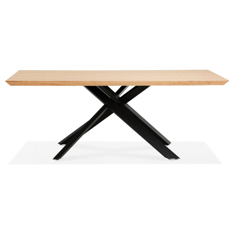 Mesa de comedor de diseño de madera y metal negro (200x100 cm) CATHALINA (acabado natural) - image 48933