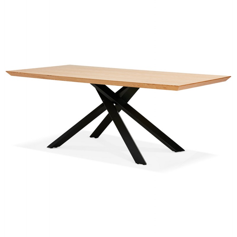 Wooden and black metal design dining table (200x100 cm) CATHALINA (natural finish) - image 48935
